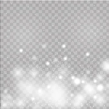 Vector falling snow effect isolated on transparent background with blurred bokeh Stock Illustration