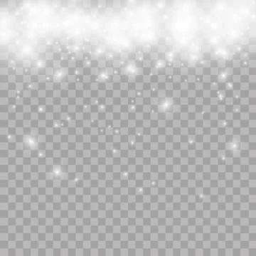 Vector falling snow effect isolated on transparent background with blurred bokeh Stock Illustration