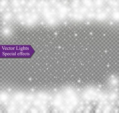 Vector falling snow effect isolated on transparent background with blurred bokeh Stock Illustration