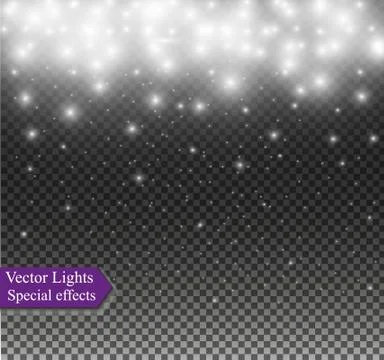 Vector falling snow effect isolated on transparent background with blurred bokeh Stock Illustration