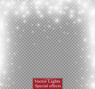 Vector falling snow effect isolated on transparent background with blurred bokeh Stock Illustration