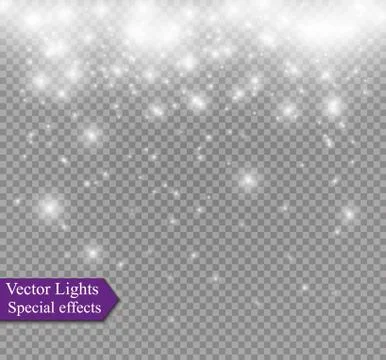 Vector falling snow effect isolated on transparent background with blurred bokeh Stock Illustration