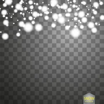 Vector falling snow effect isolated on transparent background with blurred bokeh Illustrazione stock