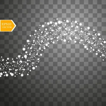 Vector falling snow effect isolated on transparent background with blurred bokeh Stock Illustration