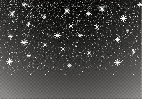 Vector falling snow effect isolated on transparent background with blurred bokeh Illustrazione stock
