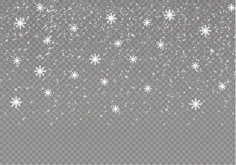 Vector falling snow effect isolated on transparent background with blurred bokeh Illustrazione stock