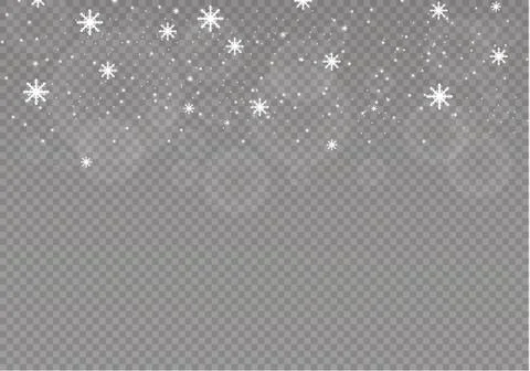 Vector falling snow effect isolated on transparent background with blurred bokeh Stock Illustration