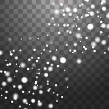 Vector falling snow effect isolated on transparent background with blurred bokeh Illustrazione stock