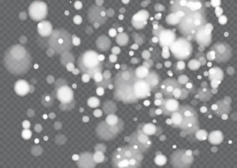 Vector falling snow effect isolated on transparent background with blurred bokeh Stock Illustration
