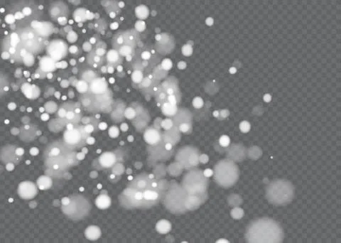 Vector falling snow effect isolated on transparent background with blurred bokeh Stock Illustration