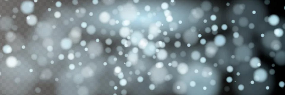 Vector falling snow effect isolated on transparent background with blurred bokeh Stock Illustration