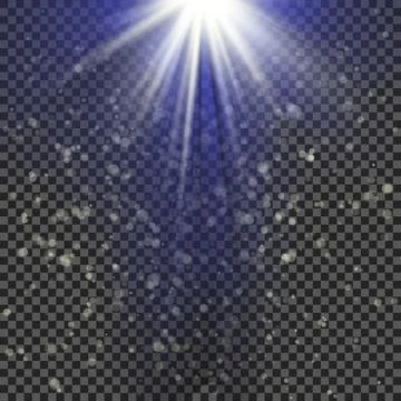 Vector falling snow effect isolated on transparent background with blurred Stock Illustration