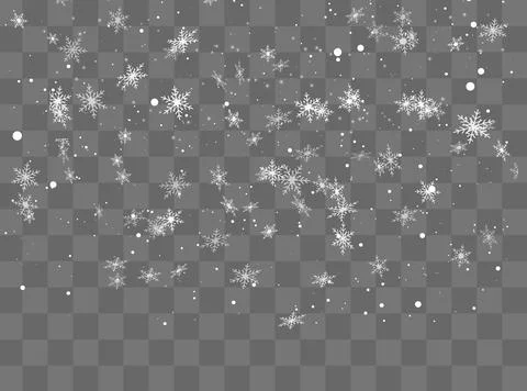 Vector falling snow effect isolated on transparent background with blurred bo Stock Illustration