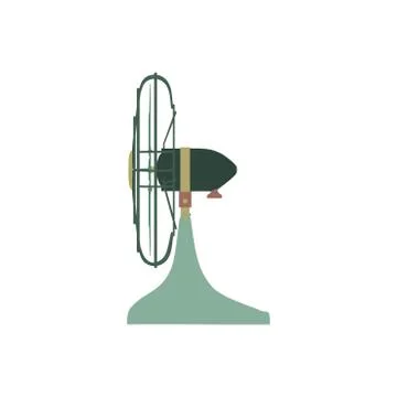 Vector Fan green electric front view design style. Circle symbol blower ceili Stock Illustration