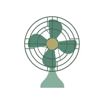 Vector Fan green electric front view design style. Circle symbol blower ceili Illustrazione stock