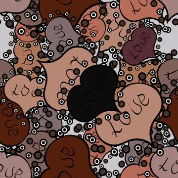 Vector fancy love shape seamless pattern background. Brown, black and beige. Val Stock Illustration