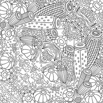 Vector fantasy hand drawn seamless pattern Stock Illustration