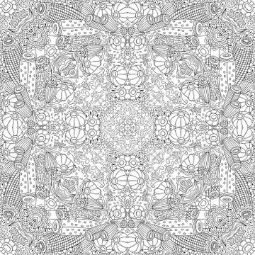 Vector fantasy hand drawn seamless pattern Stock Illustration
