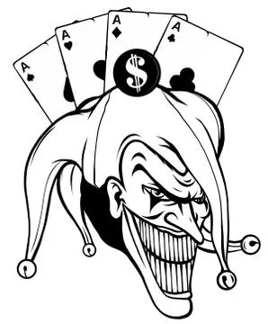 Vector fantasy illustration of a joker vampire zombie wearing a clown hat Stock Illustration