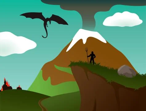 Vector fantasy landscape Stock Illustration