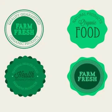 Vector farm badge set of Fresh Organic elements. Vintage style labels for nat Stock Illustration