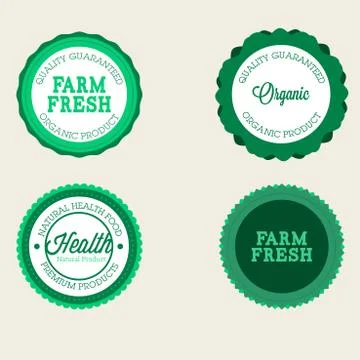 Vector farm badge set of Fresh Organic elements. Vintage style labels for nat Stock Illustration
