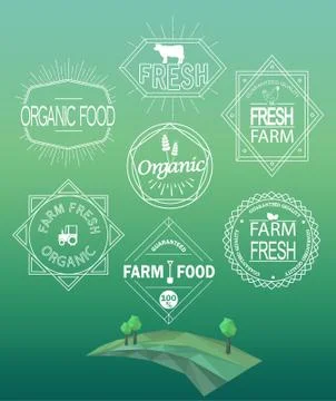 Vector farm fresh logos and emblems. Stock Illustration