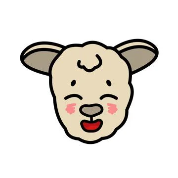 Vector farm isolated muzzle sheep animal head with good emotion. Happy in lov Illustrazione stock