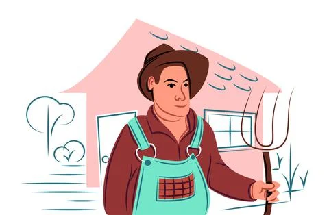 Vector farmer in shadow of sharp lines style Stock Illustration