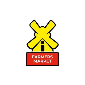 Vector farmers market logo template. Line wind mill icon illustration. Stock Illustration