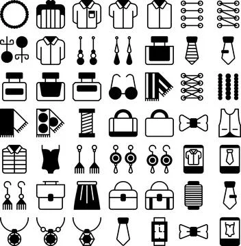 Vector of Fashion Icon Set Solid. Perfect for user interface, new application. Stock Illustration