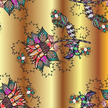 Vector Fashionable fabric pattern. Colour Spring Theme seamless pattern Backgrou 스톡 일러스트