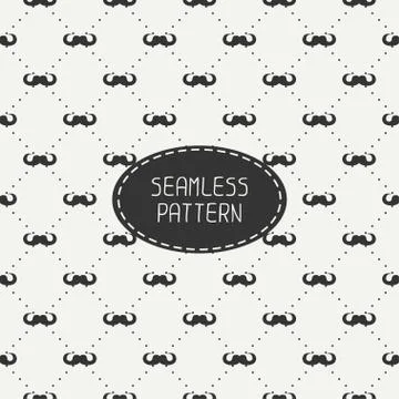 Vector fashionable seamless retro pattern with curly vintage hipster gentleman Stock Illustration