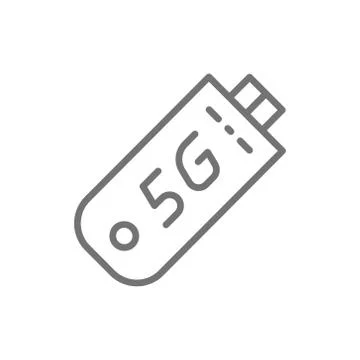 Vector fast 5G internet modem line icon. Stock Illustration