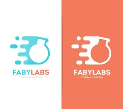Vector fast bulb logo combination. Speed lab bottle symbol or icon. Unique Stock Illustration