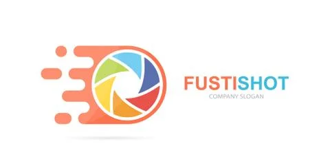 Vector fast camera shutter logo combination. Speed lens symbol or icon. Unique Stock Illustration