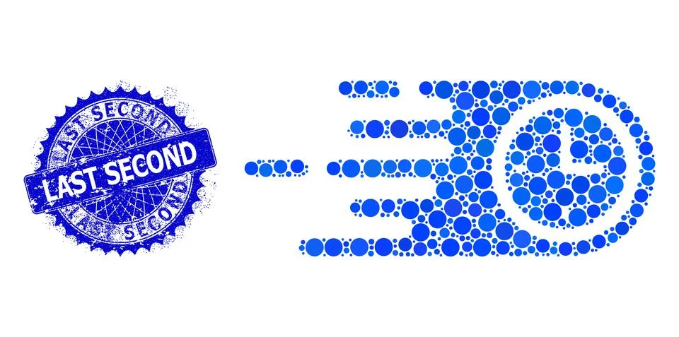 Vector Fast Clock Collage of Small Circles with Grunge Last Second Seal Illustrazione stock