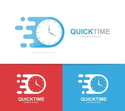 Vector fast clock logo combination. Speed timer symbol or icon. Unique express Stock Illustration