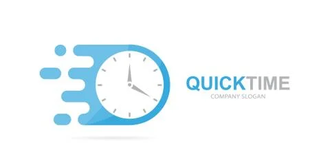 Vector fast clock logo combination. Speed timer symbol or icon. Unique express Stock Illustration