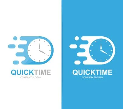 Vector fast clock logo combination. Speed timer symbol or icon. Unique express 库存插图