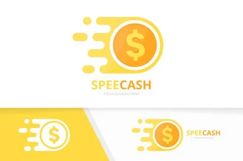Vector fast coin logo combination. Speed money symbol or icon. Unique cash and Stock Illustration