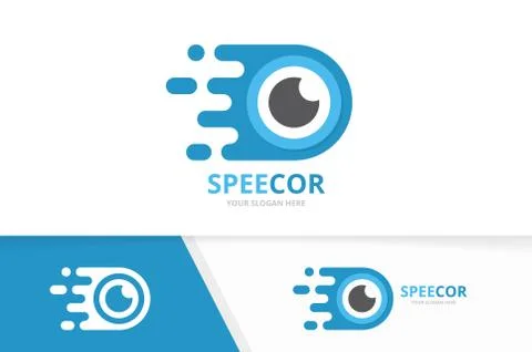 Vector fast eye logo combination. Speed optic symbol or icon. Unique vision and Stock Illustration