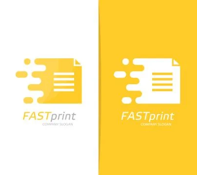 Vector fast file logo combination. Speed document symbol or icon. Unique page Stock-Illustration