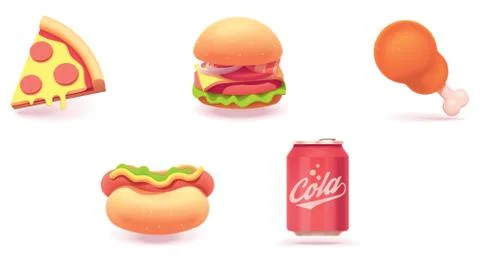 Vector fast food icon set Stock Illustration