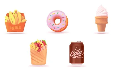 Vector fast food icon set Stock Illustration