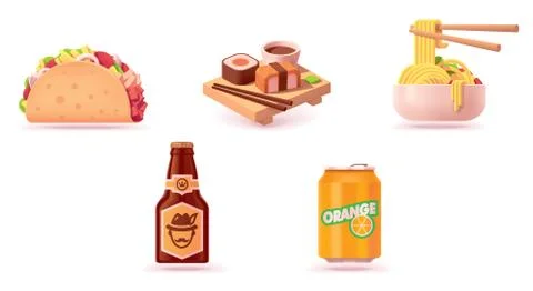 Vector fast food icon set Stock Illustration