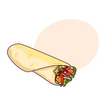 Vector fast food roll, shawarma , taco illustration Stock Illustration