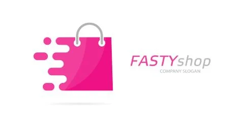 Vector fast package logo combination. Speed bag symbol or icon. Unique buy and Stock Illustration