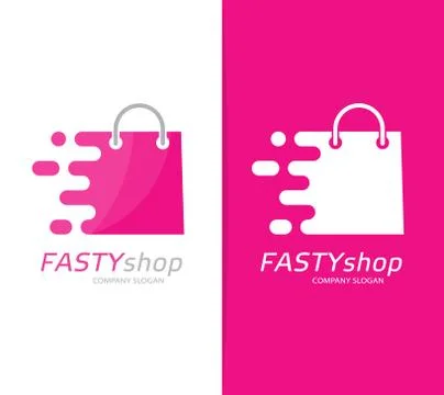 Vector fast package logo combination. Speed bag symbol or icon. Unique buy and Stock Illustration