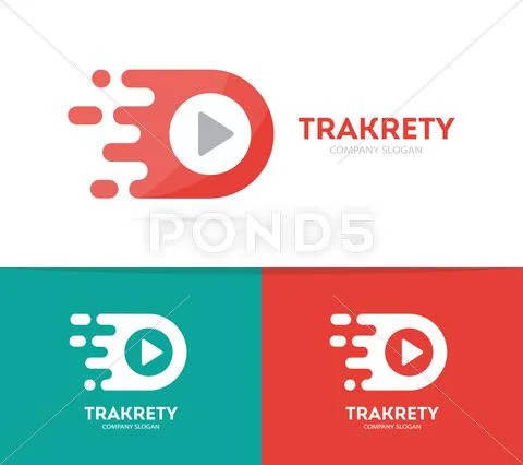 Vector fast play button logo combination. Speed record symbol or icon ...